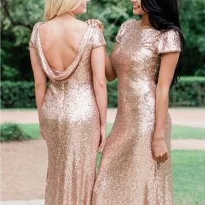Revelry Chloe Rose Gold Sequin Dress - Prom or Wedding Bridesmaid